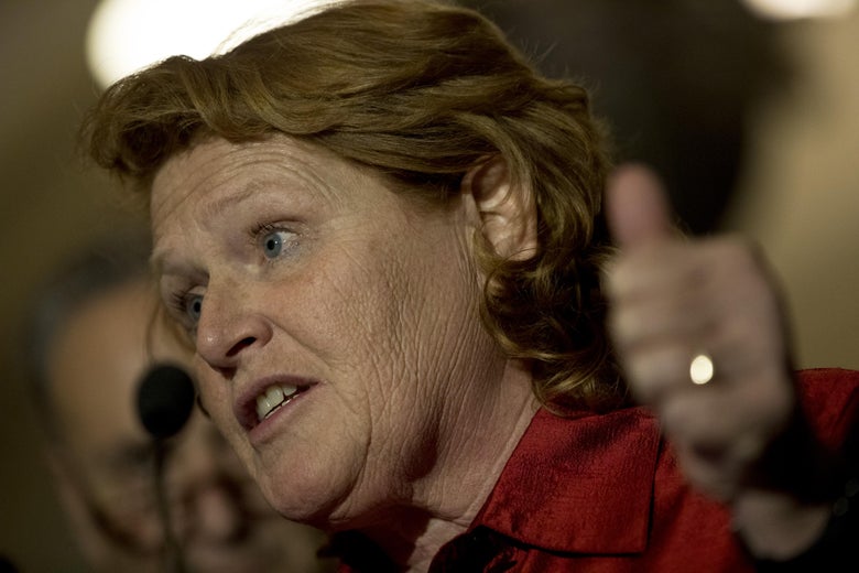 A close-up of Sen. Heidi Heitkamp.